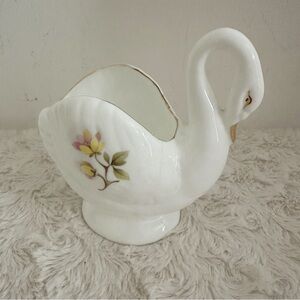Swan Bone China Trinket Dish with Water Lillies & Bird